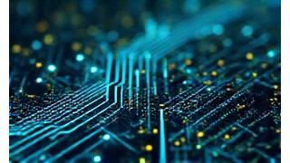 Abstract illustration representing technology, with circuit board patterns and glowing lines, for tech sector recruitment.